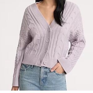 NWT Express Lavender Purple Cable Knit Cardigan Sweater Size Large